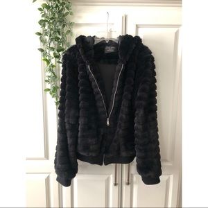Love Tree faux fur bomber jacket